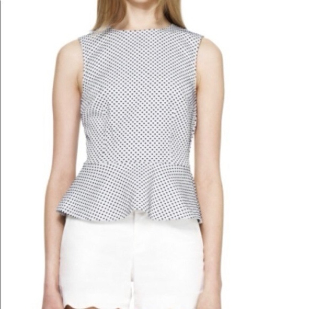 Club Monaco Black and White Polka Dot Peplum Blouse